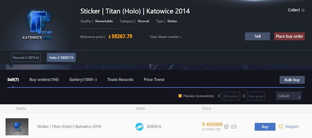 Cheapest Titan Holo listing