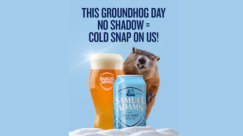 groundhog with samuel adams beer