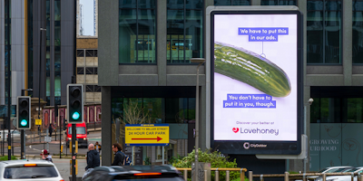 A cucumber on a Lovehoney billboard