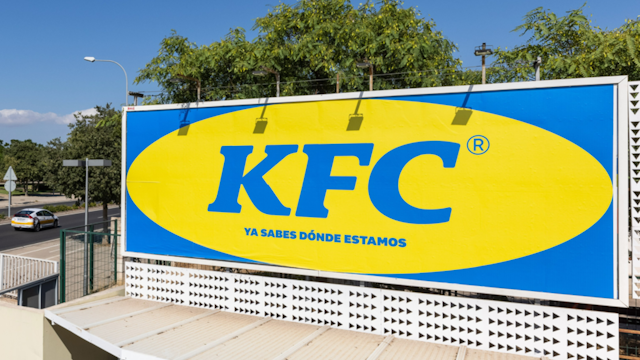 yellow and blue billboard for KFC