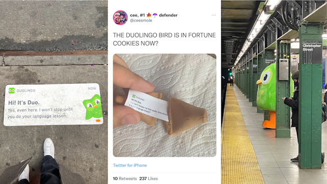 duolingo's activations in NYC subway