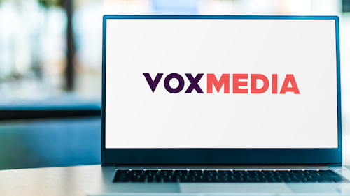 Vox Media logo on laptop screen