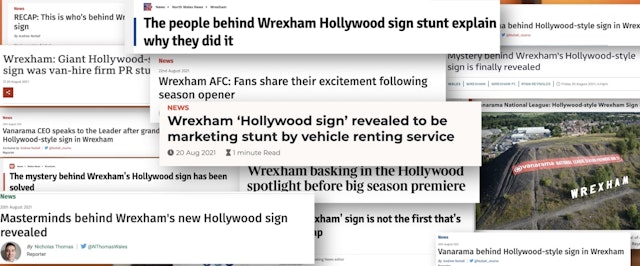 Social media posts pondering the mystery around Wrexham's Hollywood-style sign